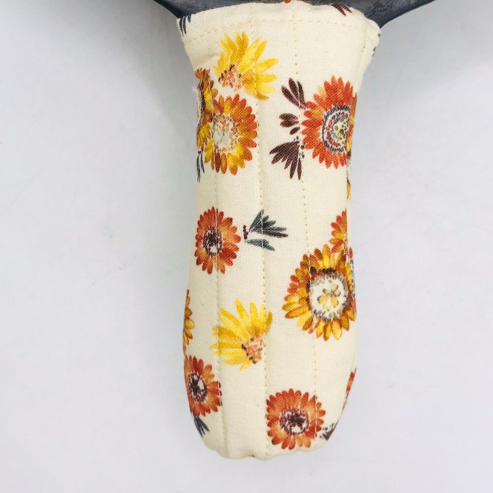 Stocking Stuffer Lot of 3 Cast Iron Pan Handle Potholder Cotton Neutral Flowers
